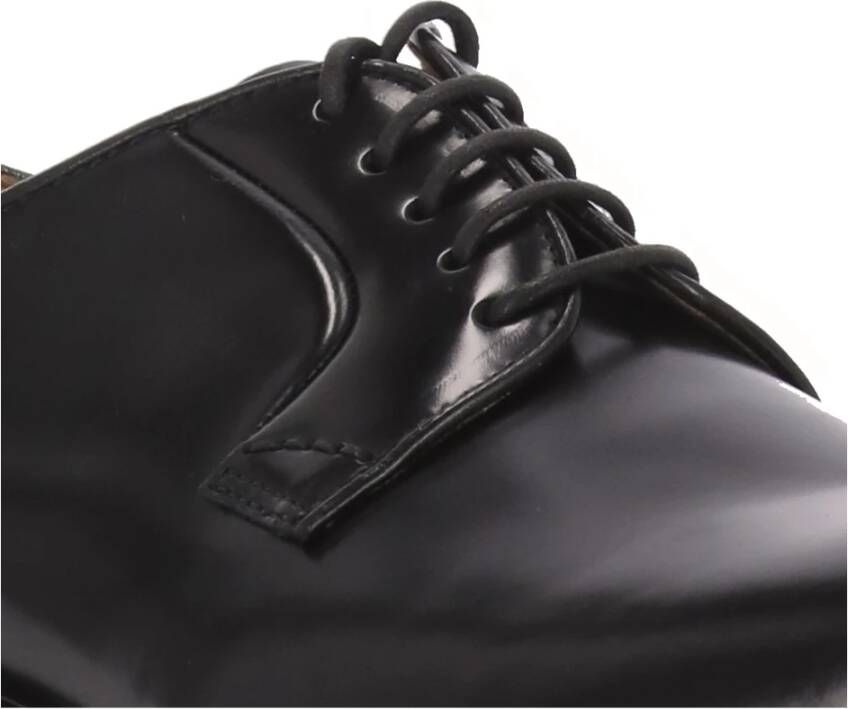 Doucal's Zwarte Leren Veterschoenen Ronde Neus Black Heren