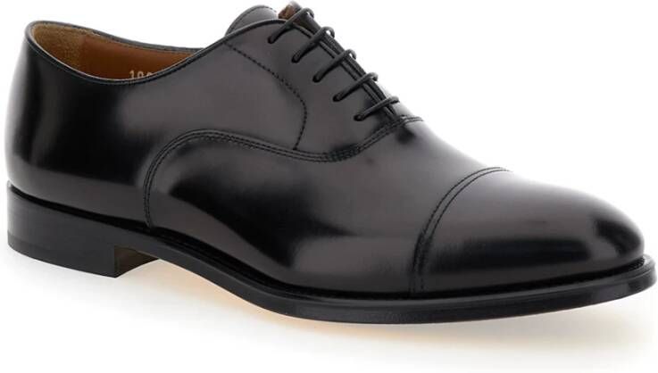 Doucal's Zwarte Oxford Cap Toe Platte Schoenen Black Heren