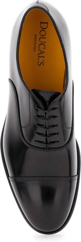 Doucal's Zwarte Oxford Cap Toe Platte Schoenen Black Heren