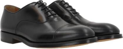 Doucal's Zwarte Oxford Leren Platte Schoenen Black Heren