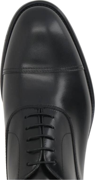 Doucal's Zwarte Oxford Leren Platte Schoenen Black Heren