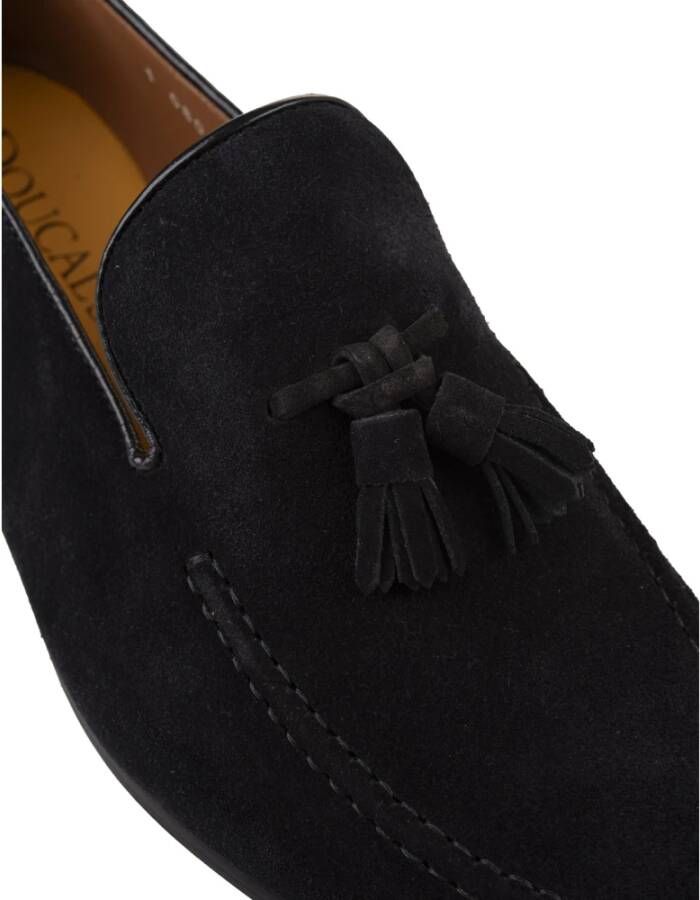 Doucal's Zwarte Suède Loafers met Kwastjes Black Heren