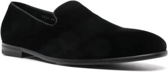 Doucal's Zwarte Velvet Instap Ronde Neus Schoenen Black Heren