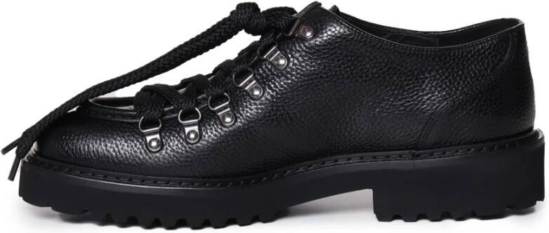 Doucal's Zwarte Veterschoenen met Platte Zool Black Heren