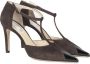 Douuod Woman Zwarte Patent T-Strap Stiletto Pumps Brown Dames - Thumbnail 2