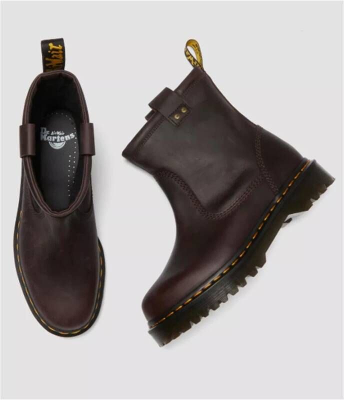 Dr. Martens Anistone Leren Bikerlaarzen Donkerbruin Brown Dames