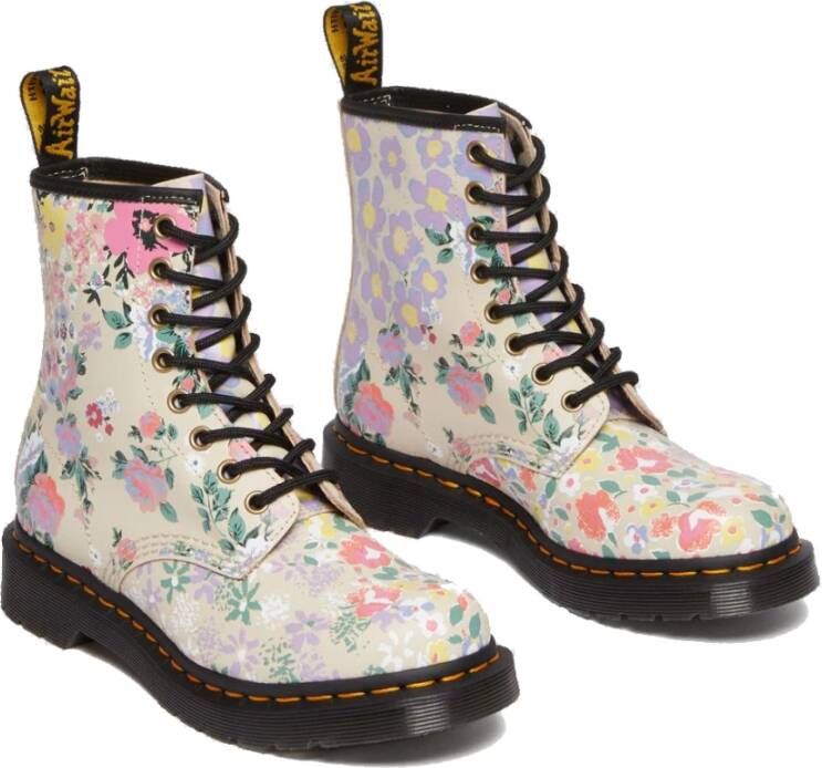 Dr. Martens Floral Mash Up Parchment Beige Laarzen Multicolor Dames