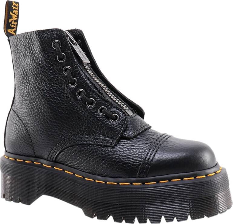 Dr. Martens Gehamerde Leren Enkellaarzen Zwart Dames