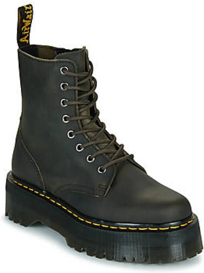 Dr. Martens Houtskool Grijs Gebrand Wasachtig Aantrek Laarzen Brown Dames