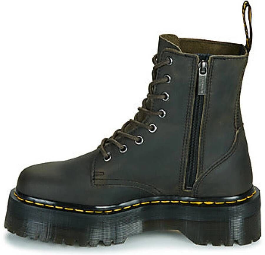 Dr. Martens Houtskool Grijs Gebrand Wasachtig Aantrek Laarzen Brown Dames