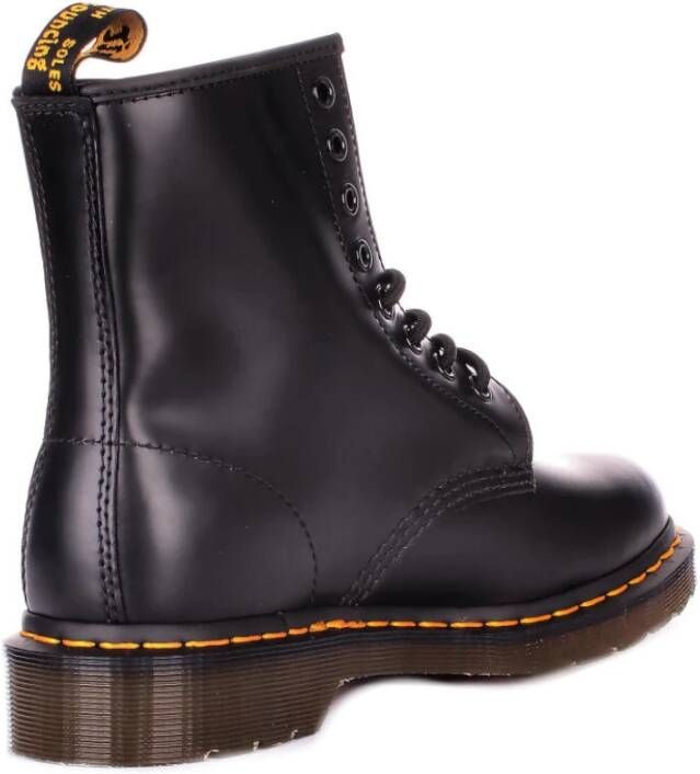 Dr. Martens Leren Logo Laarzen Rubberen Zool Black Dames