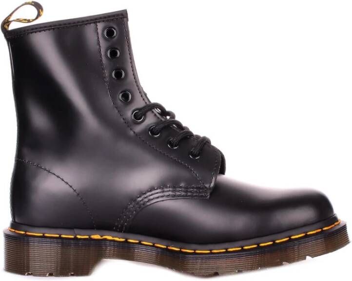 Dr. Martens Leren Logo Laarzen Rubberen Zool Black Dames