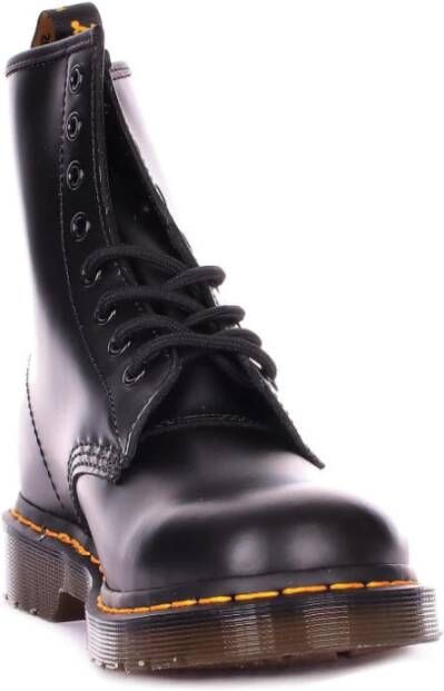 Dr. Martens Leren Logo Laarzen Rubberen Zool Black Dames