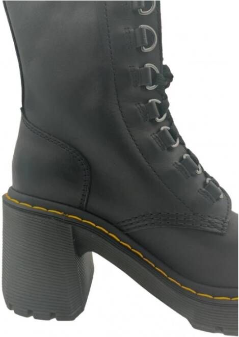 Dr. Martens Leren Plateau Enkellaarzen met Uitlopende Hak Black Dames