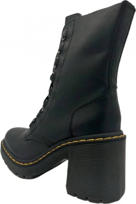 Dr. Martens Leren Plateau Enkellaarzen met Uitlopende Hak Black Dames