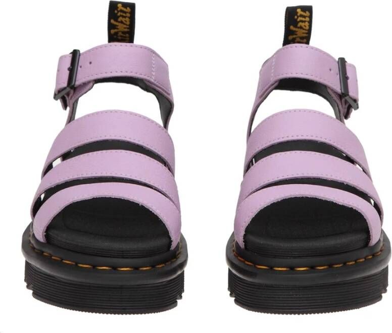 Dr. Martens Lila Sandaal van Tumbled Leer met Verstelbare Band Paars Dames