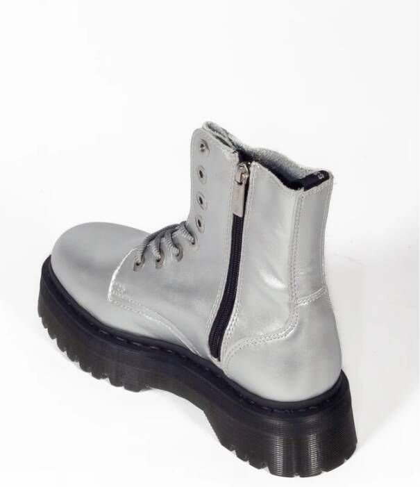 Dr. Martens Metallic Leren Plateau Laarzen Gray Dames