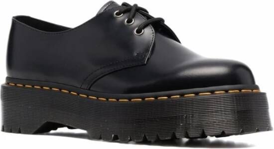 Dr. Martens Zwarte Leren Platte Schoenen Vetersluiting Black Dames