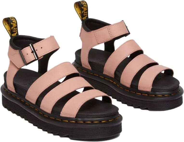 Dr. Martens Roze Leren Gesp Sandalen Open Teen Pink Dames