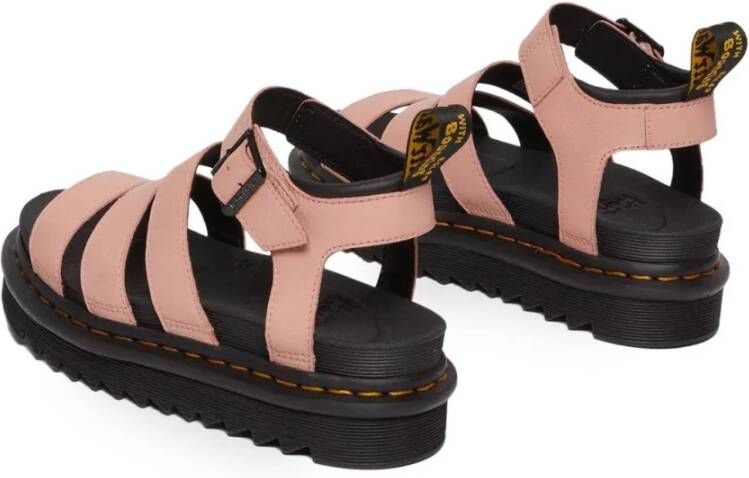 Dr. Martens Roze Leren Gesp Sandalen Open Teen Pink Dames