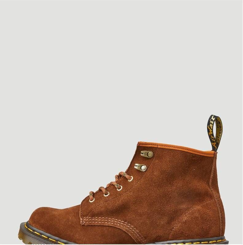 Dr. Martens Suède Veterschoenen met Geribbelde Zool Brown Heren