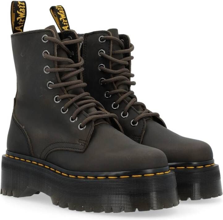 Dr. Martens Zwarte Distressed Leren Veterschoenen Gray Dames