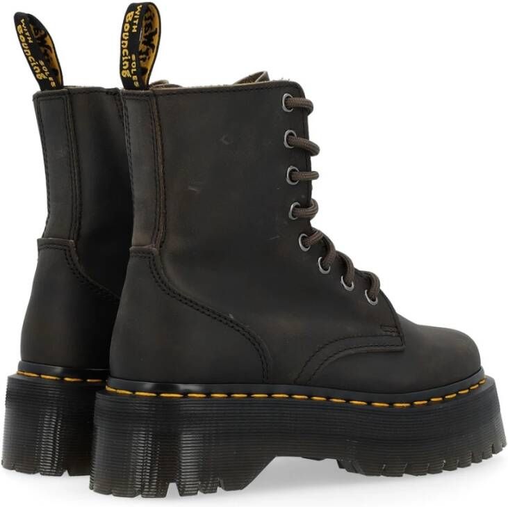 Dr. Martens Zwarte Distressed Leren Veterschoenen Gray Dames