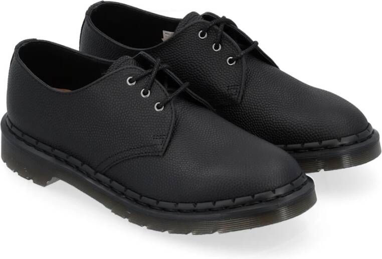 Dr. Martens Zwarte Gehamerde Leren Derby Schoen Black Heren