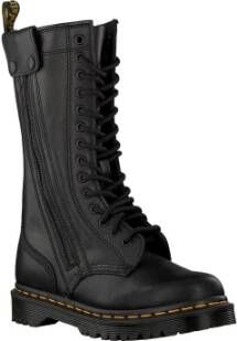 Dr. Martens Zwarte Leren Biker Boots met Diagonale Rits Black Dames