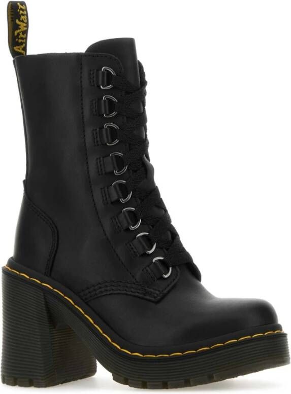 Dr. Martens Zwarte leren enkellaarsjes met 8 cm hak Black Dames