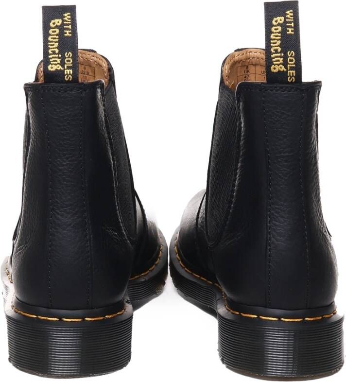 Dr. Martens Zwarte leren enkellaarzen met elastische sluiting Black Heren