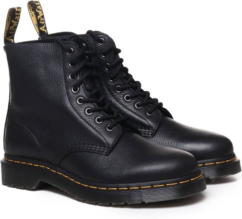 Dr. Martens Zwarte Leren Enkellaarzen met Veters Black Heren