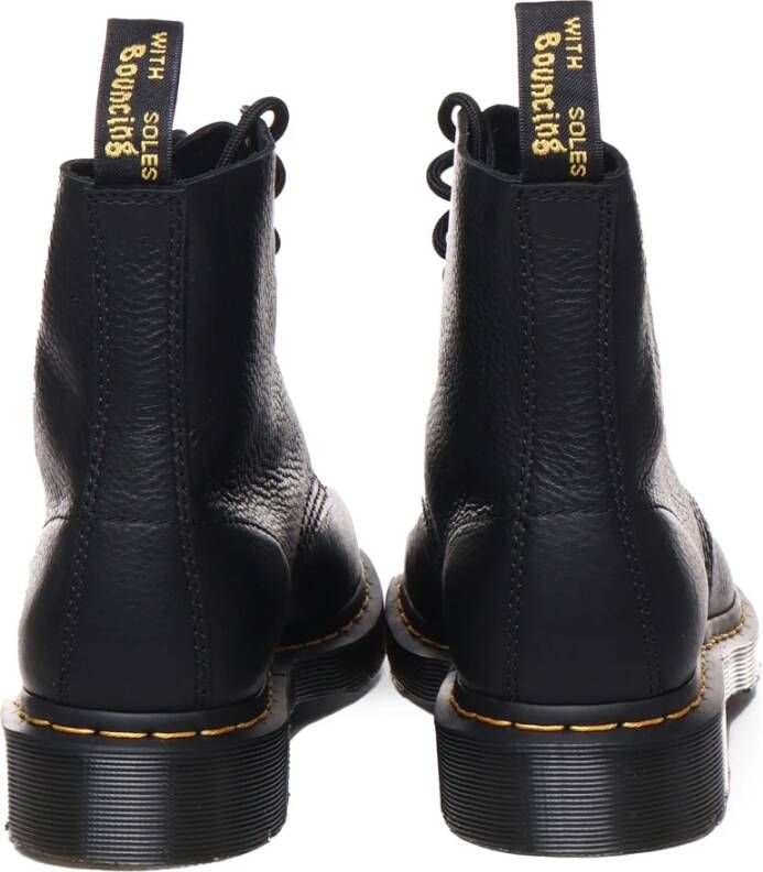 Dr. Martens Zwarte Leren Enkellaarzen met Veters Black Heren