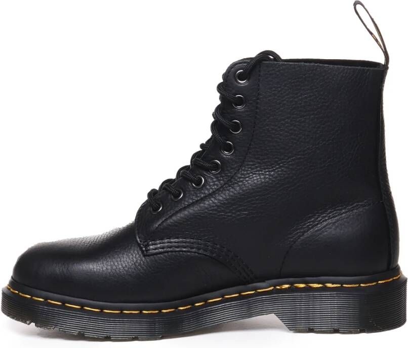 Dr. Martens Zwarte Leren Enkellaarzen met Veters Black Heren