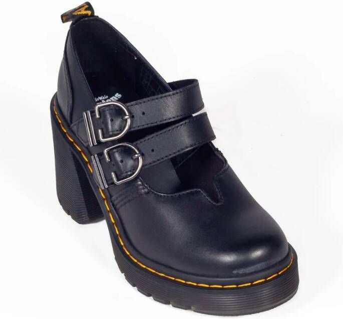 Dr. Martens Zwarte leren Mary Jane schoenen met hak Black Dames