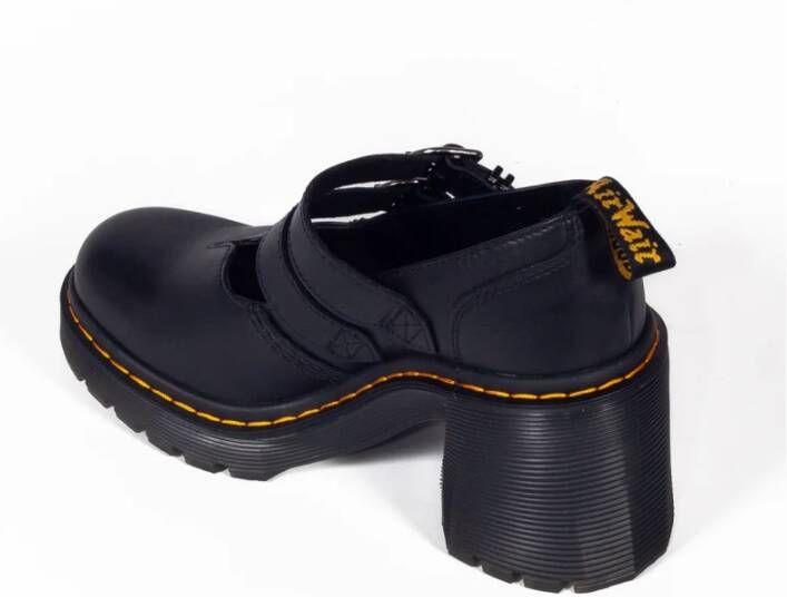 Dr. Martens Zwarte leren Mary Jane schoenen met hak Black Dames