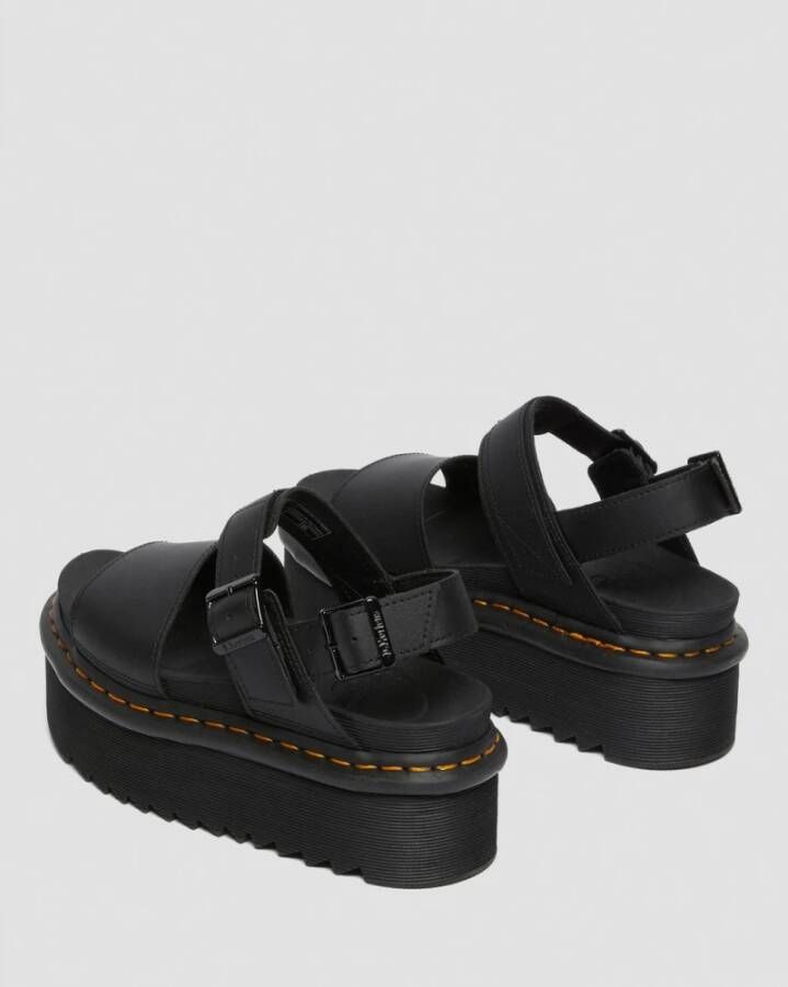 Dr. Martens Zwarte Leren Plateau Sandalen Black Dames