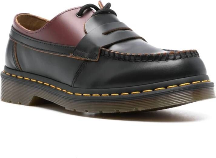 Dr. Martens Zwarte Leren Platte Schoenen met Gelaagd Ontwerp Black Dames