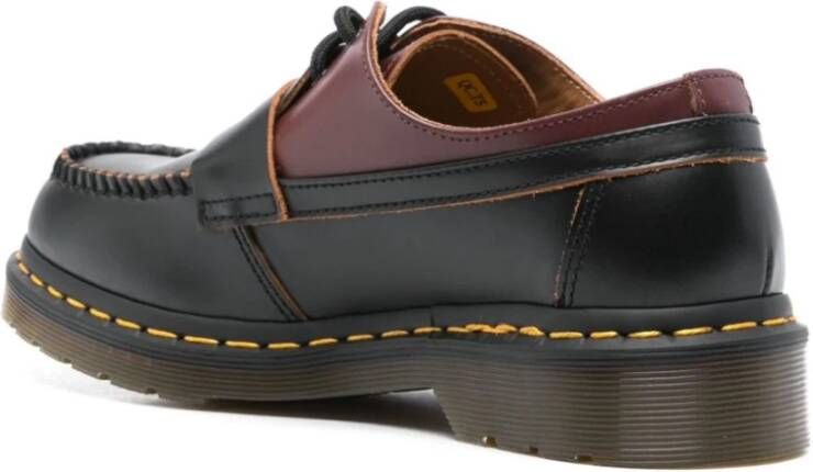 Dr. Martens Zwarte Leren Platte Schoenen met Gelaagd Ontwerp Black Dames