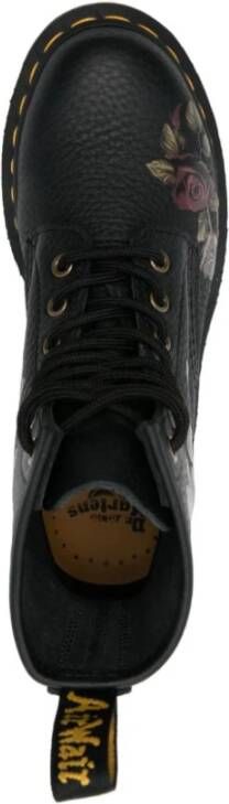 Dr. Martens Zwarte Leren Rozenprint Laarzen Black Dames