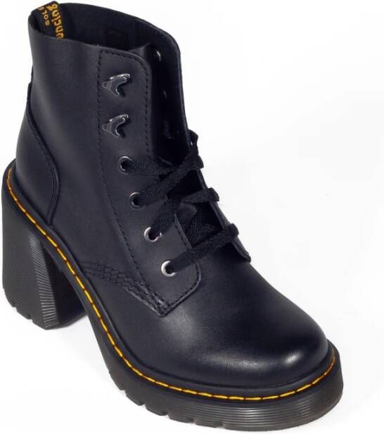 Dr. Martens Zwarte leren veterschoenen met hak Black Dames