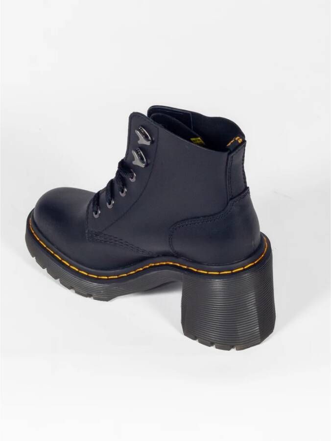 Dr. Martens Zwarte leren veterschoenen met hak Black Dames