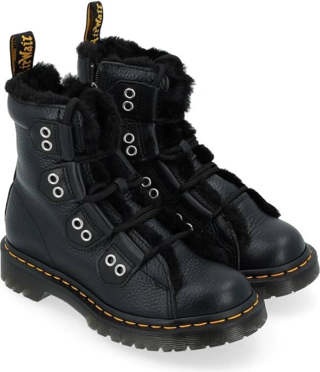 Dr. Martens Zwarte Milled Nappa Leren Laarzen Black Dames