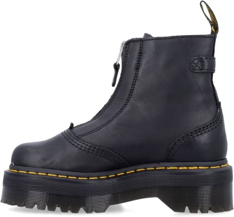 Dr. Martens Zwarte platformlaarzen met gele stiksels Black Dames