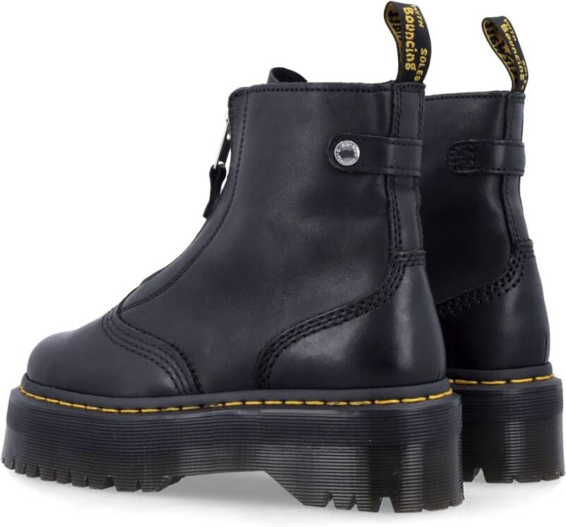 Dr. Martens Zwarte platformlaarzen met gele stiksels Black Dames