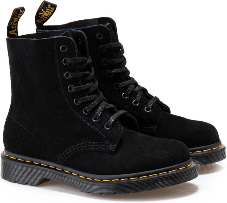 Dr. Martens Zwarte Suède Platform Veterschoenen Black Dames