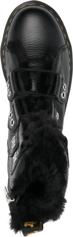 Dr. Martens Zwarte Veterschoenen met Faux-Fur Voering Black Dames