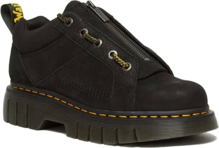 Dr. Martens Zwarte Wandelaar Rits Schoenen Logo Rubber Black Dames