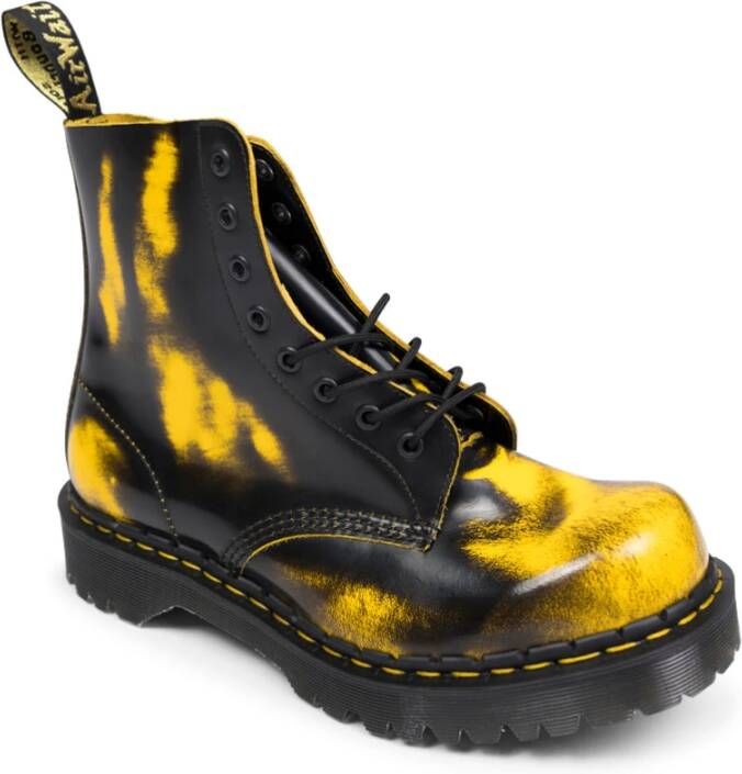 Dr. Martens Zwarte DMS Geel Rub Off Lux Laarzen Multicolor Heren