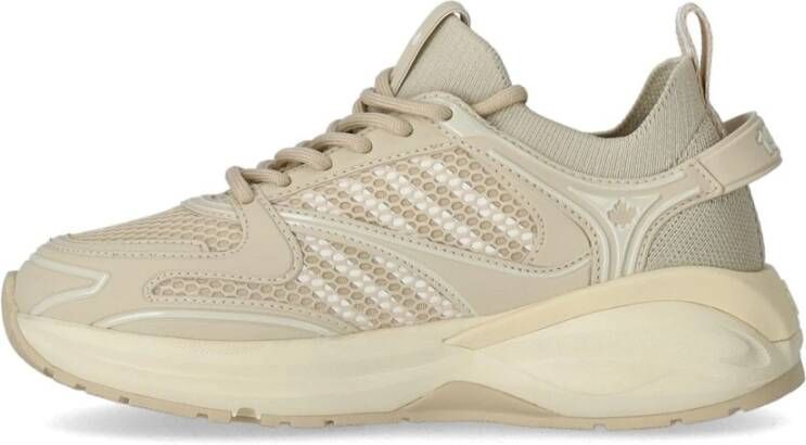 Dsquared2 Beige Dash Sneaker met Witte Mesh Beige Dames